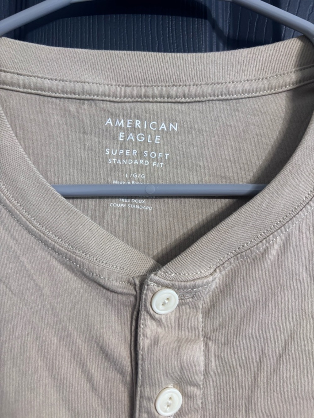 American Eagle Outfitters Long-Sleeve Henley in Light Tan - Picture 3 of 3
